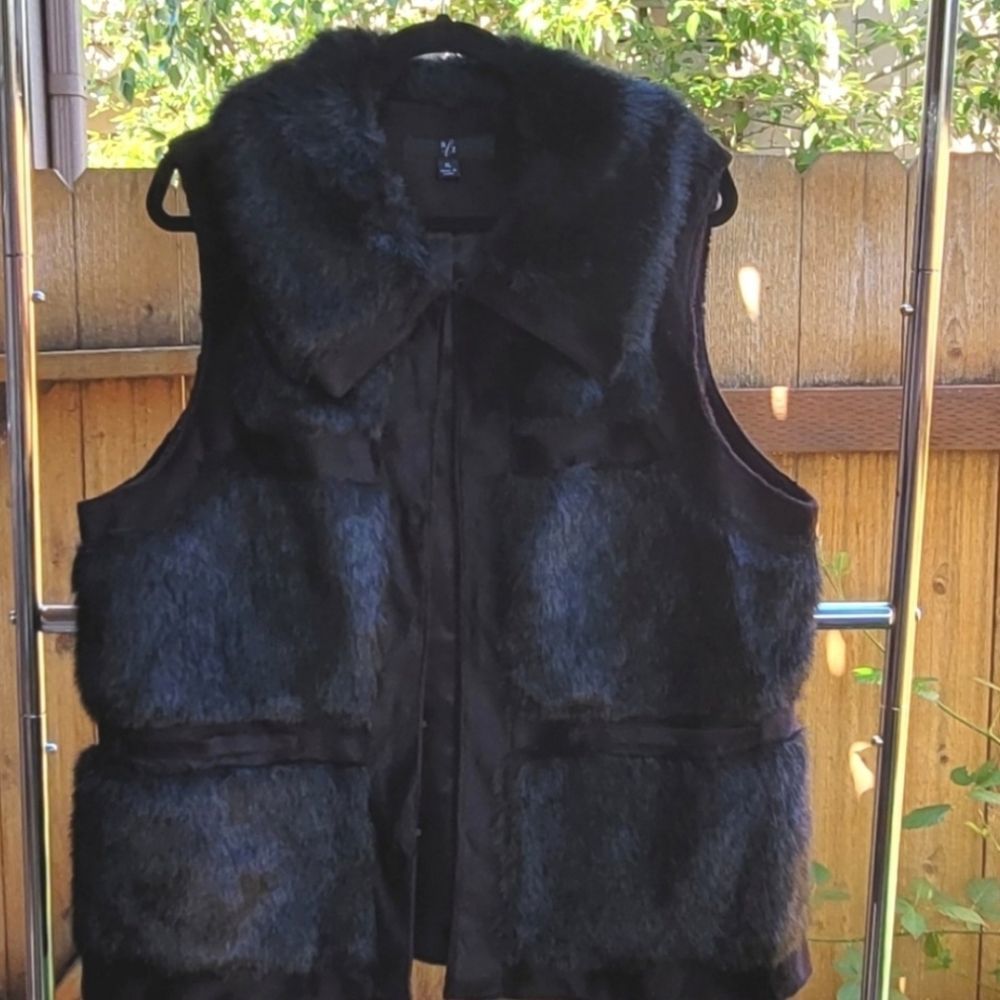 Rachel Zoe R/Z Faux Vest Jacket Zip Black Color Size XL